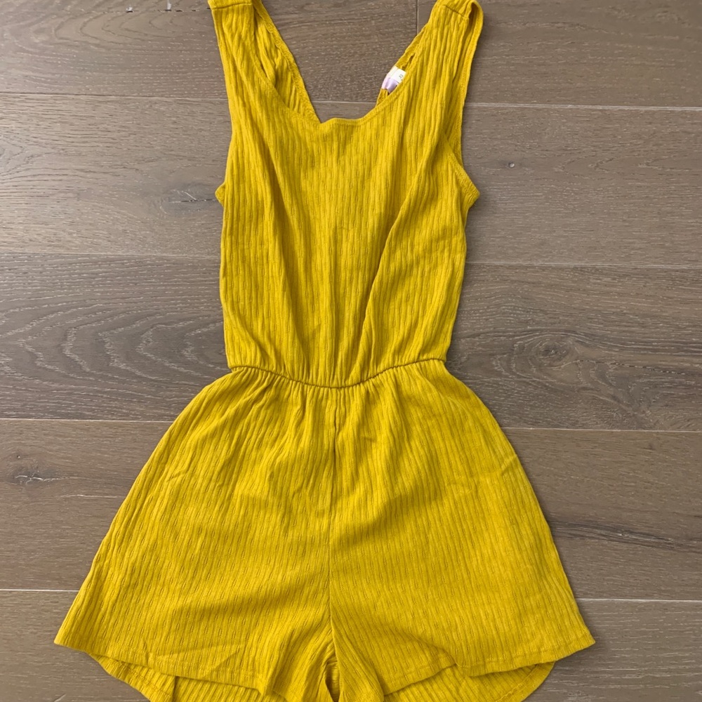 Mustard Francescas Romper with Crossed Back